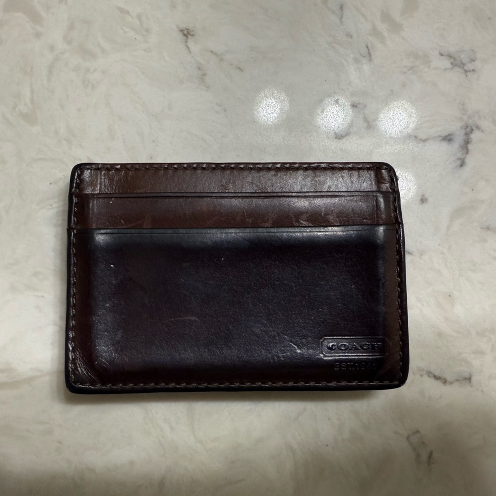 Coach Dark Brown Leather Card Holder